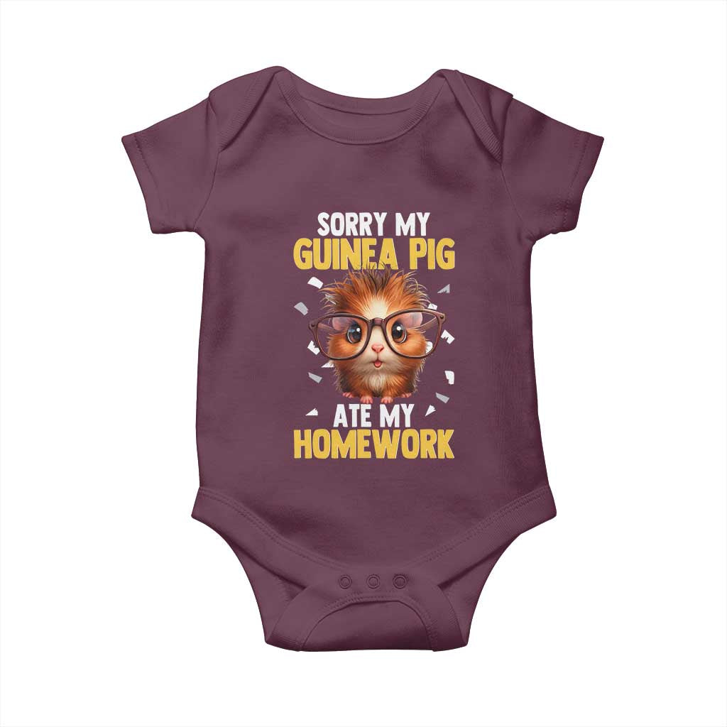 Funny My Guinea Pig Ate My Homework Baby Onesie Gift For Rodent Lovers TS12 Maroon Print Your Wear