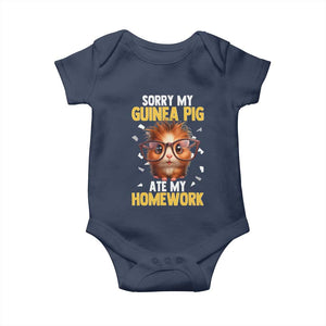 Funny My Guinea Pig Ate My Homework Baby Onesie Gift For Rodent Lovers TS12 Navy Print Your Wear