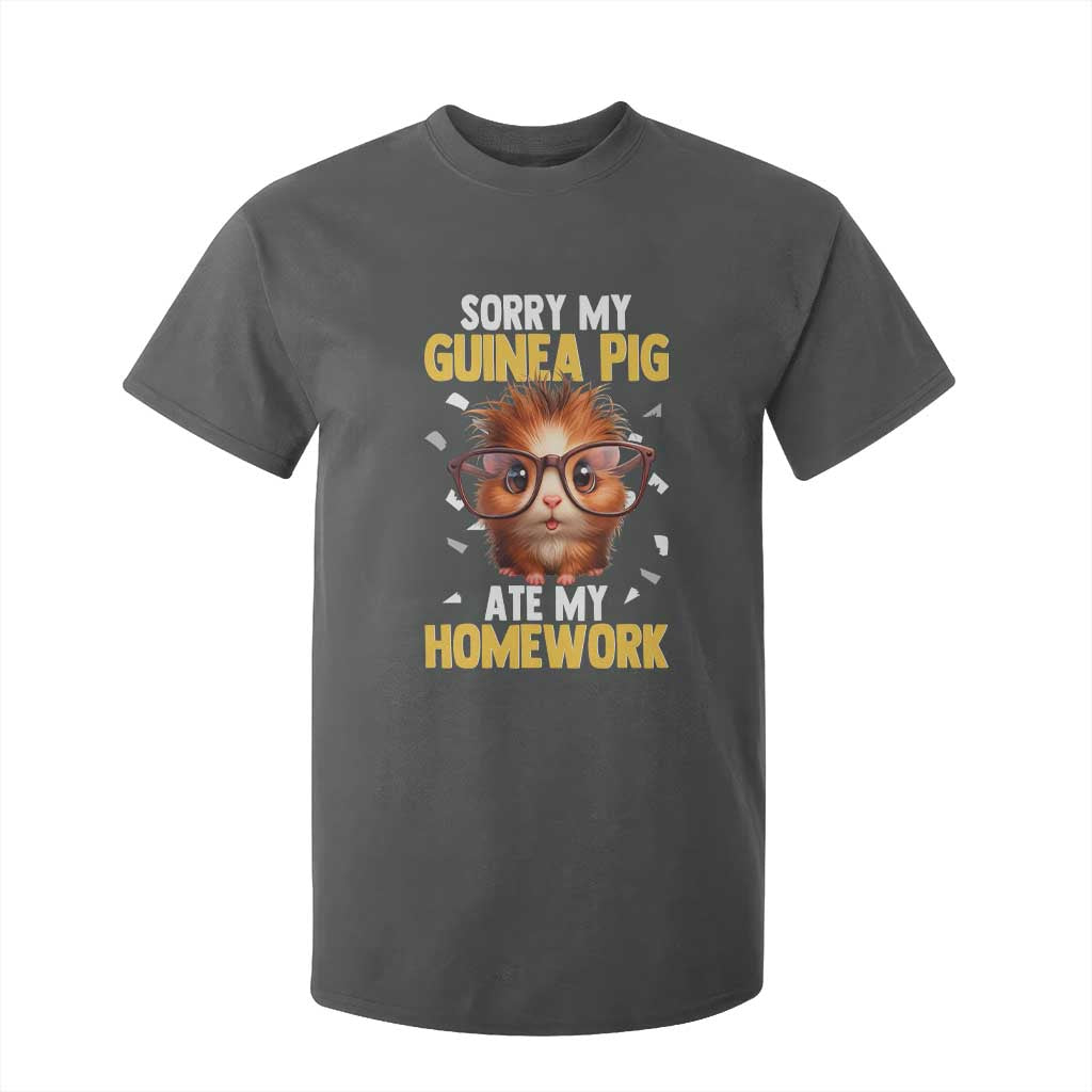 Funny My Guinea Pig Ate My Homework T Shirt For Kid Gift For Rodent Lovers TS12 Dark Heather Print Your Wear