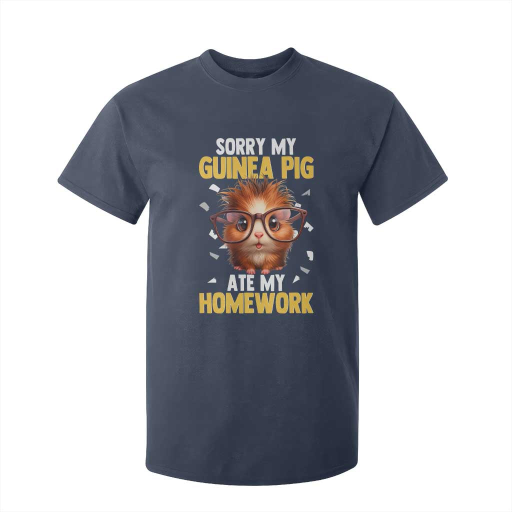 Funny My Guinea Pig Ate My Homework T Shirt For Kid Gift For Rodent Lovers TS12 Navy Print Your Wear