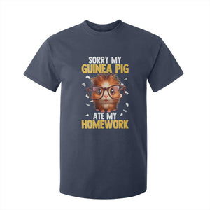 Funny My Guinea Pig Ate My Homework T Shirt For Kid Gift For Rodent Lovers TS12 Navy Print Your Wear