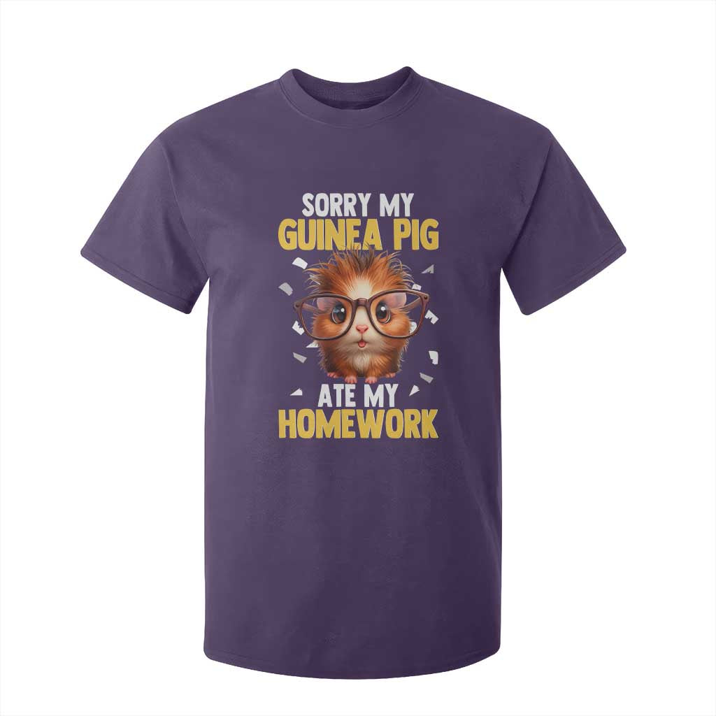 Funny My Guinea Pig Ate My Homework T Shirt For Kid Gift For Rodent Lovers TS12 Purple Print Your Wear