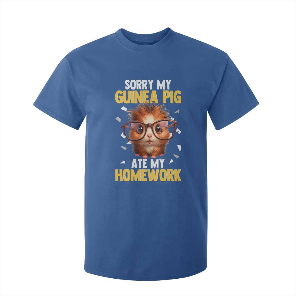 Funny My Guinea Pig Ate My Homework T Shirt For Kid Gift For Rodent Lovers TS12 Royal Blue Print Your Wear