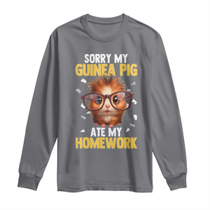 Funny My Guinea Pig Ate My Homework Long Sleeve Shirt Gift For Rodent Lovers TS12 Charcoal Print Your Wear