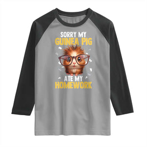 Funny My Guinea Pig Ate My Homework Raglan Shirt Gift For Rodent Lovers TS12 Sport Gray Black Print Your Wear
