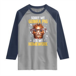 Funny My Guinea Pig Ate My Homework Raglan Shirt Gift For Rodent Lovers TS12 Sport Gray Navy Print Your Wear