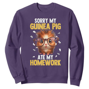 Funny My Guinea Pig Ate My Homework Sweatshirt Gift For Rodent Lovers TS12 Purple Print Your Wear