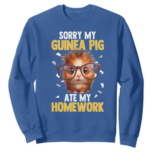 Funny My Guinea Pig Ate My Homework Sweatshirt Gift For Rodent Lovers TS12 Royal Blue Print Your Wear