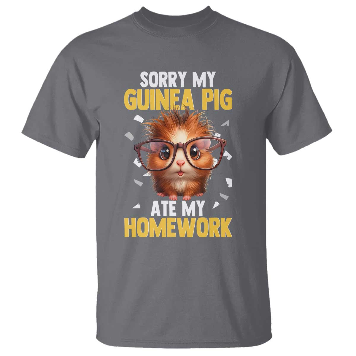 Funny My Guinea Pig Ate My Homework T Shirt Gift For Rodent Lovers TS12 Charcoal Print Your Wear