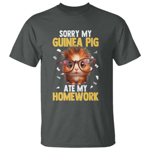 Funny My Guinea Pig Ate My Homework T Shirt Gift For Rodent Lovers TS12 Dark Heather Print Your Wear
