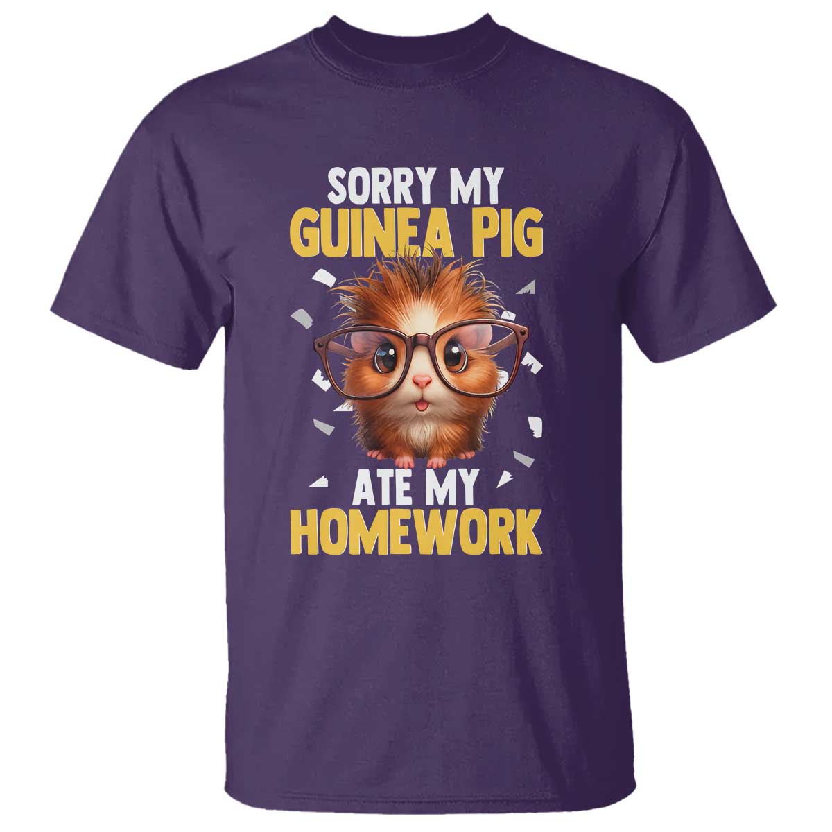 Funny My Guinea Pig Ate My Homework T Shirt Gift For Rodent Lovers TS12 Purple Print Your Wear