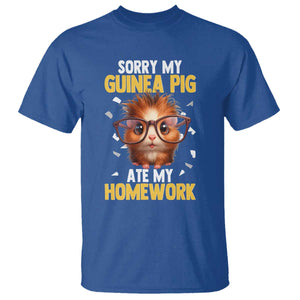 Funny My Guinea Pig Ate My Homework T Shirt Gift For Rodent Lovers TS12 Royal Blue Print Your Wear