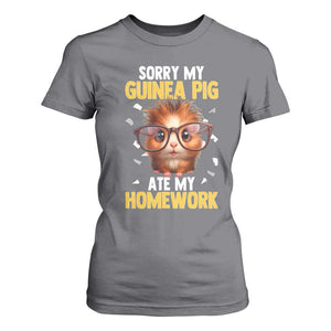Funny My Guinea Pig Ate My Homework T Shirt For Women Gift For Rodent Lovers TS12 Charcoal Print Your Wear