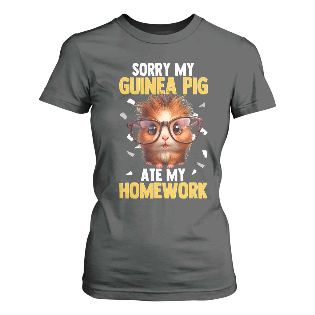 Funny My Guinea Pig Ate My Homework T Shirt For Women Gift For Rodent Lovers TS12 Dark Heather Print Your Wear