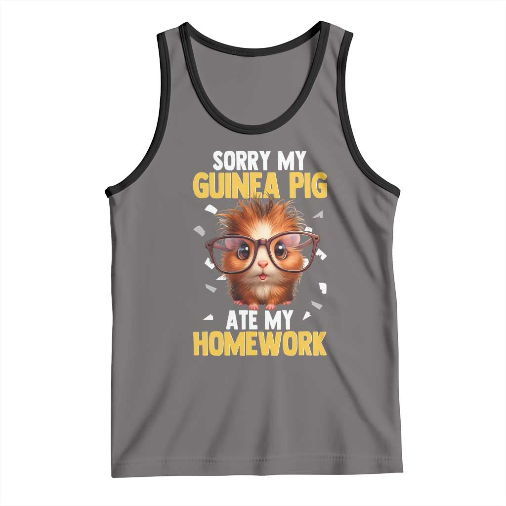Funny My Guinea Pig Ate My Homework Tank Top Gift For Rodent Lovers TS12 Deep Heather Black Print Your Wear