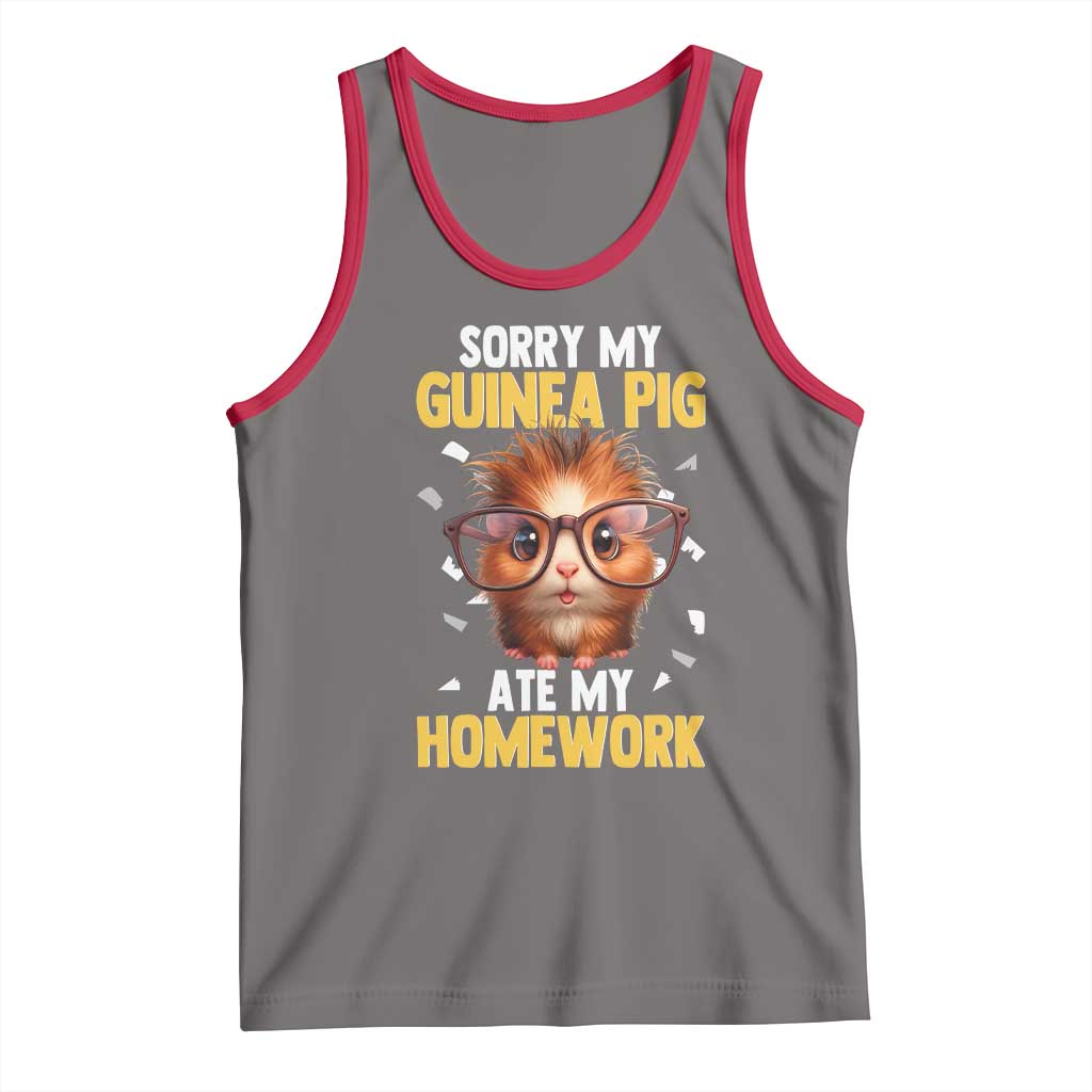 Funny My Guinea Pig Ate My Homework Tank Top Gift For Rodent Lovers TS12 Deep Heather Red Print Your Wear