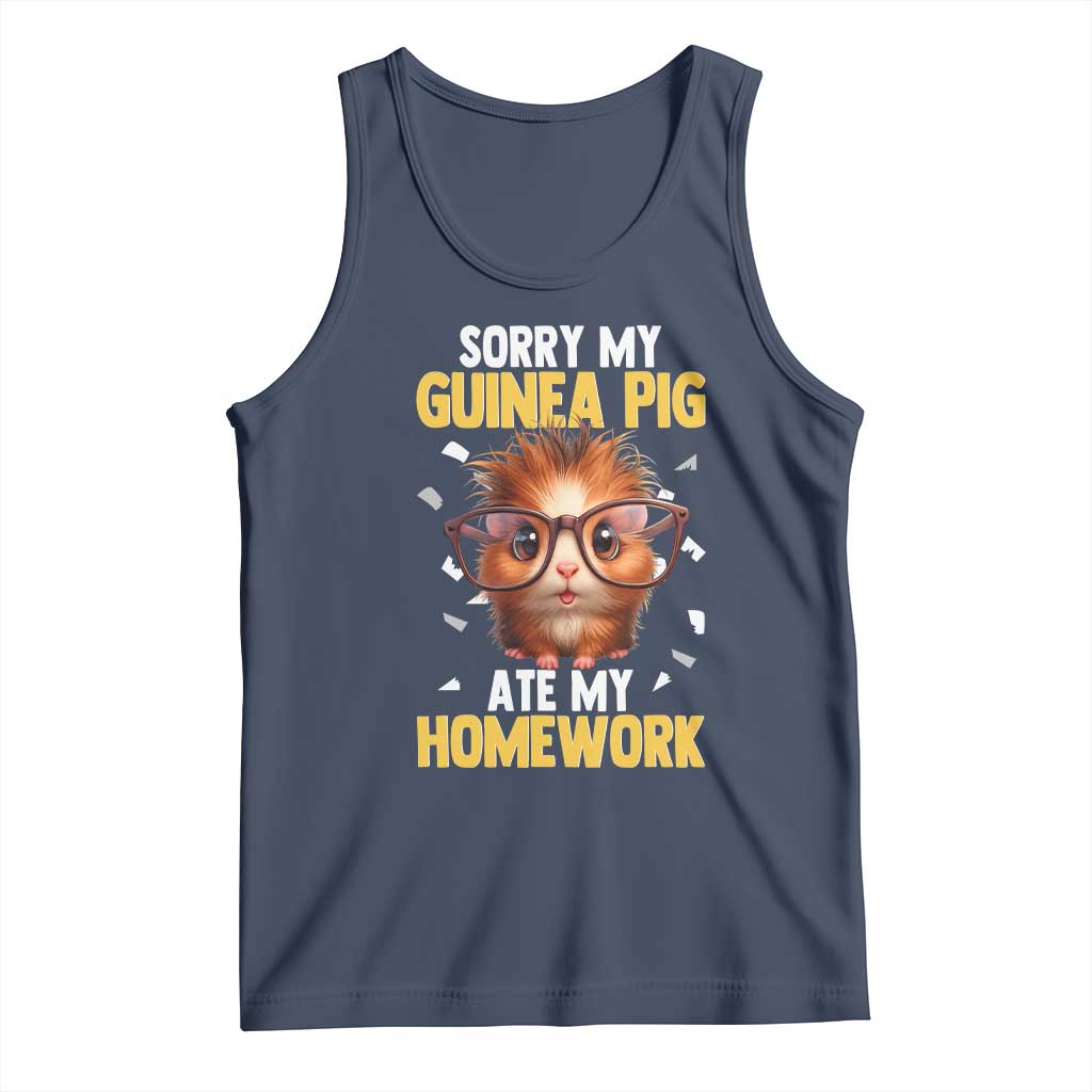 Funny My Guinea Pig Ate My Homework Tank Top Gift For Rodent Lovers TS12 Navy Print Your Wear