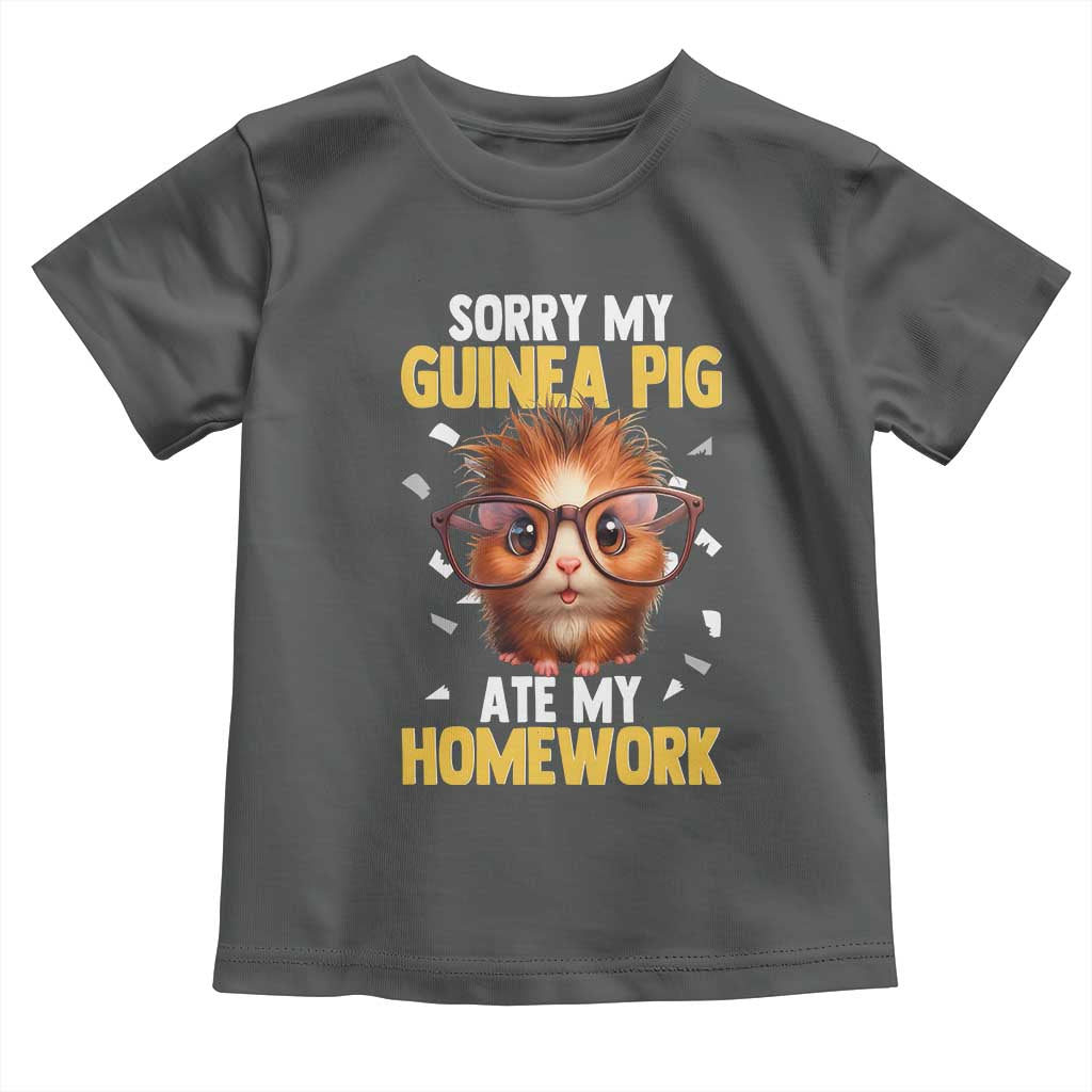 Funny My Guinea Pig Ate My Homework Toddler T Shirt Gift For Rodent Lovers TS12 Dark Heather Print Your Wear