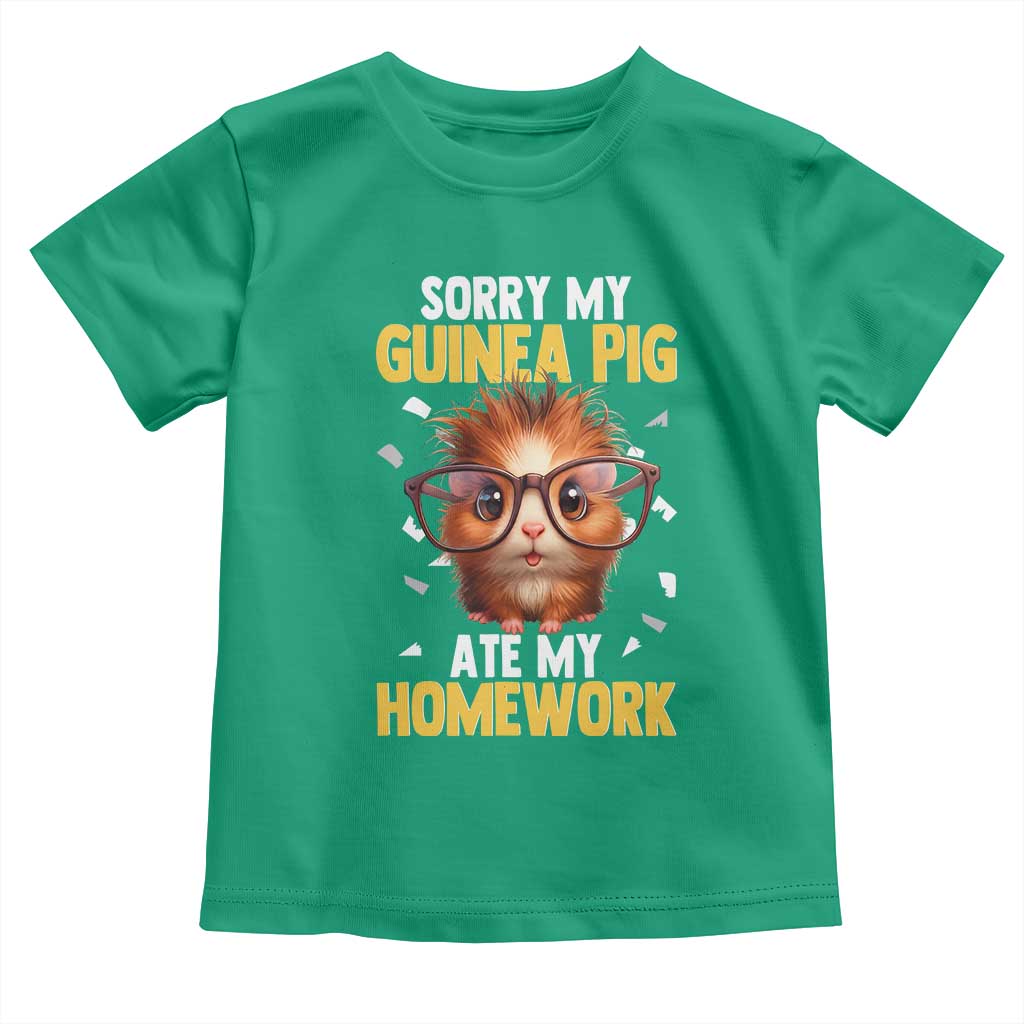 Funny My Guinea Pig Ate My Homework Toddler T Shirt Gift For Rodent Lovers TS12 Irish Green Print Your Wear