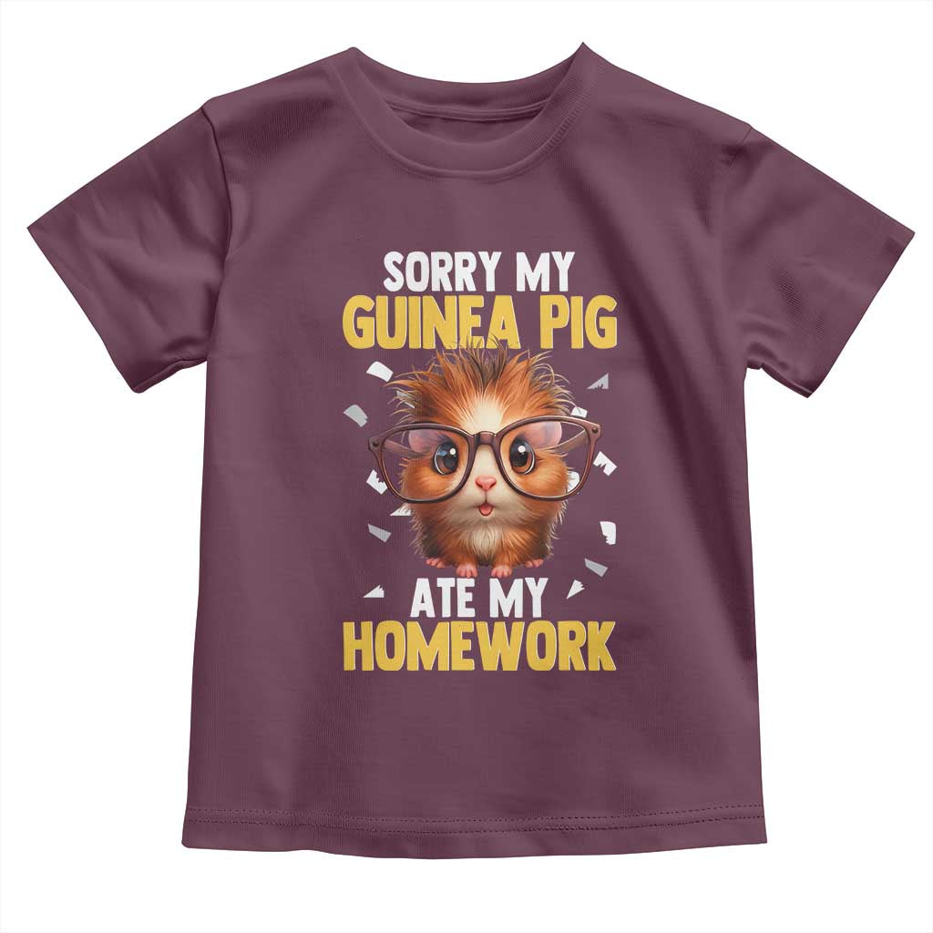 Funny My Guinea Pig Ate My Homework Toddler T Shirt Gift For Rodent Lovers TS12 Maroon Print Your Wear