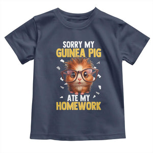 Funny My Guinea Pig Ate My Homework Toddler T Shirt Gift For Rodent Lovers TS12 Navy Print Your Wear