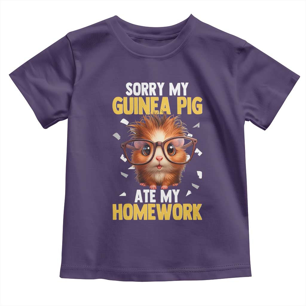Funny My Guinea Pig Ate My Homework Toddler T Shirt Gift For Rodent Lovers TS12 Purple Print Your Wear