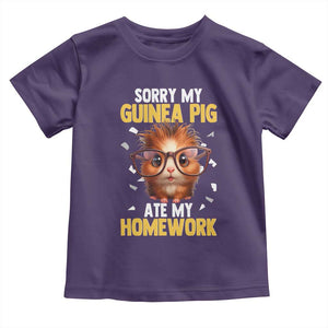 Funny My Guinea Pig Ate My Homework Toddler T Shirt Gift For Rodent Lovers TS12 Purple Print Your Wear