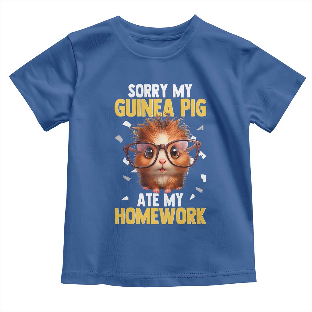 Funny My Guinea Pig Ate My Homework Toddler T Shirt Gift For Rodent Lovers TS12 Royal Blue Print Your Wear