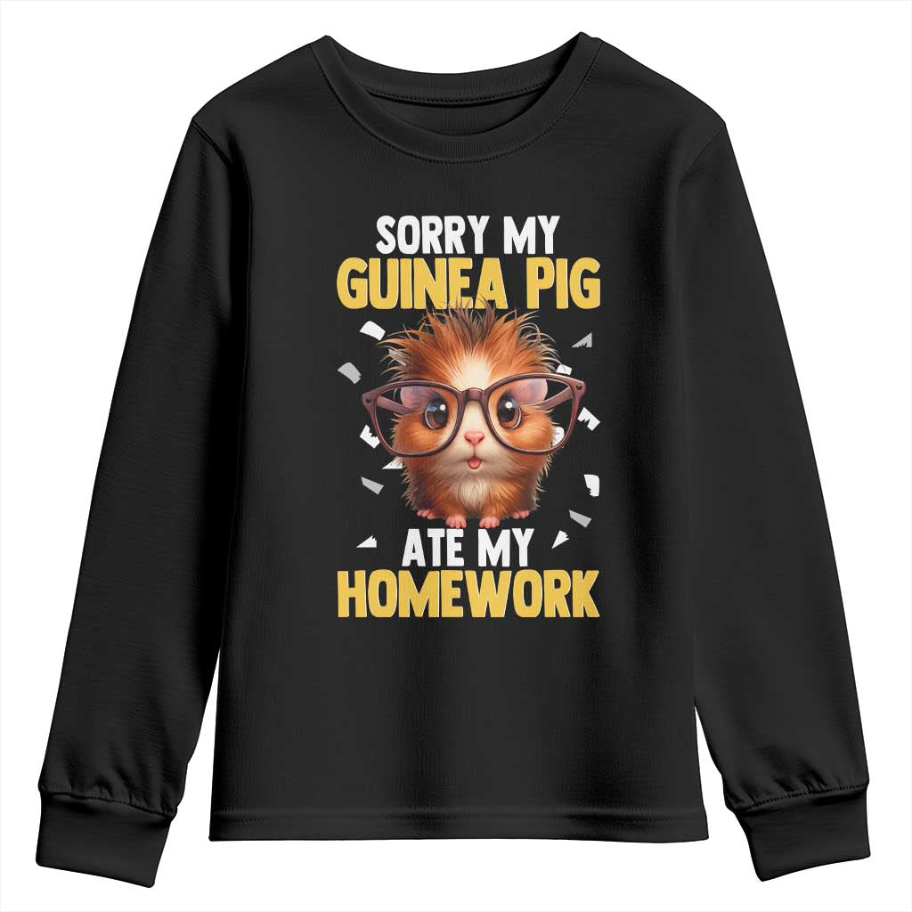 Funny My Guinea Pig Ate My Homework Youth Sweatshirt Gift For Rodent Lovers TS12 Black Print Your Wear
