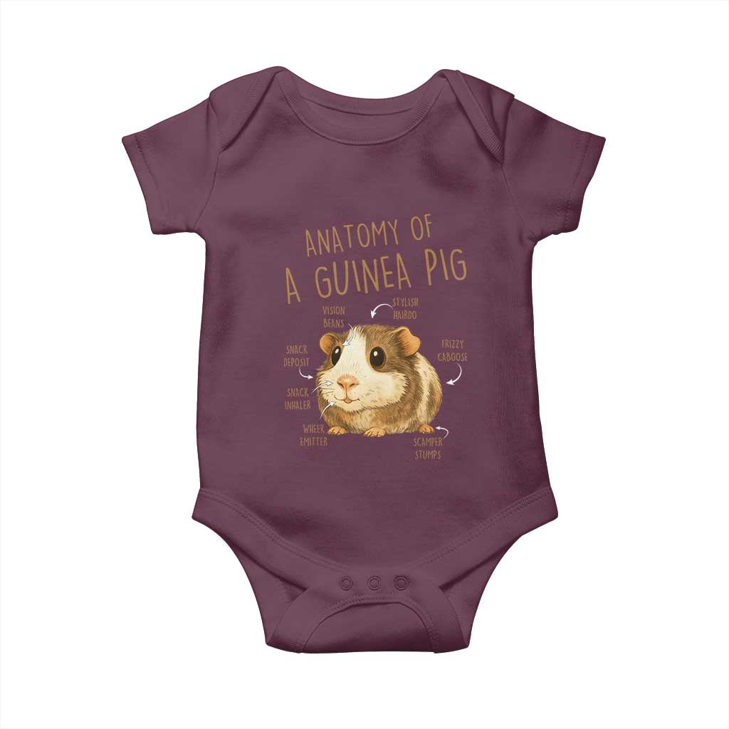 Anatomy Of A Guinea Pig Baby Onesie Funny Cavy Lover Animal Anatomy Gift TS12 Maroon Print Your Wear