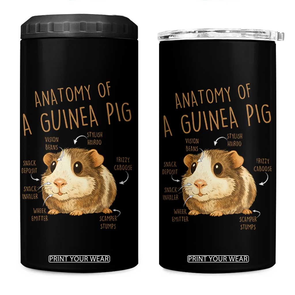 Anatomy Of A Guinea Pig 4 in 1 Can Cooler Tumbler Funny Cavy Lover Animal Anatomy Gift TS12 One Size: 16 oz Black Print Your Wear