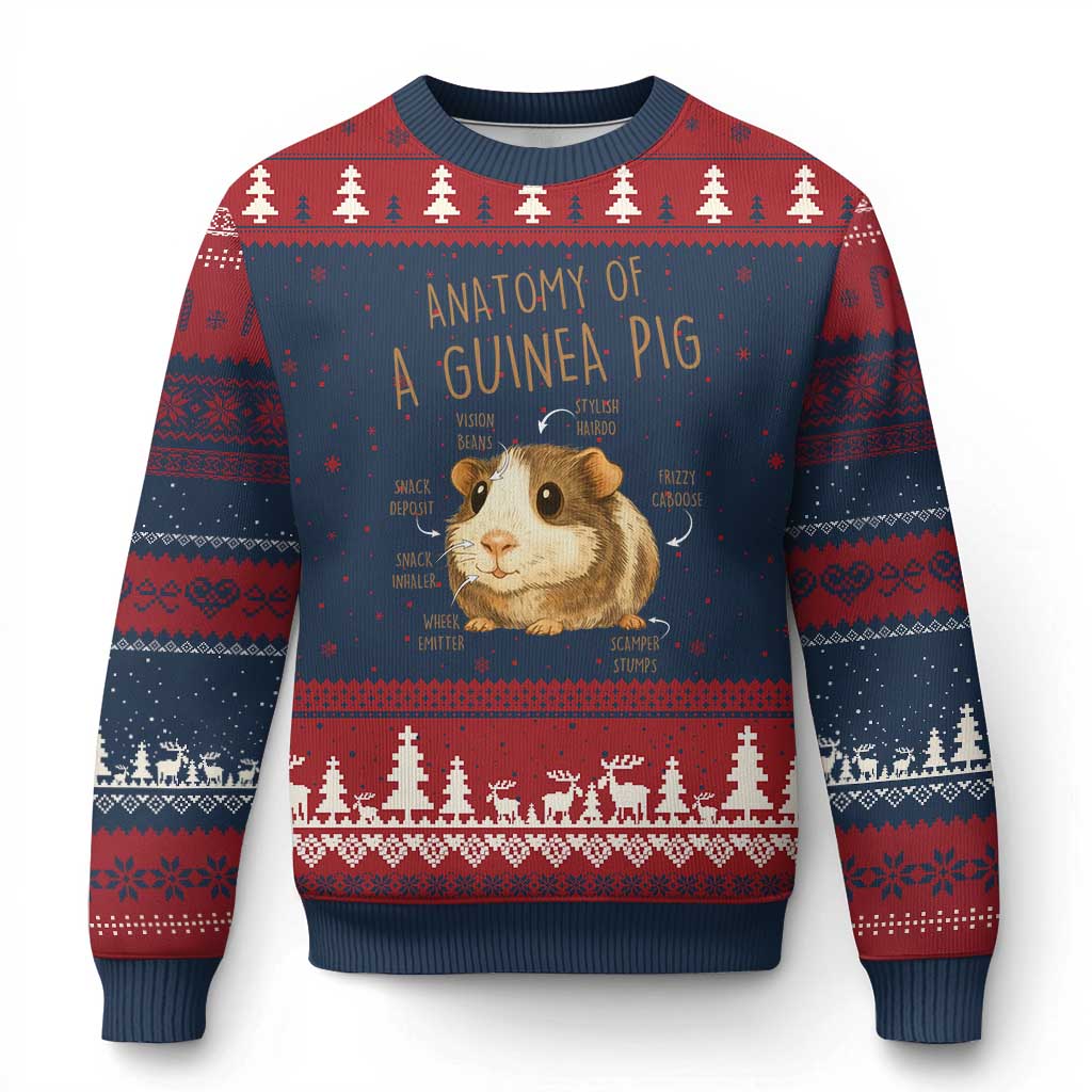 Anatomy Of A Guinea Pig Ugly Christmas Sweater Funny Cavy Lover Animal Anatomy Gift TS12 Navy Red Print Your Wear