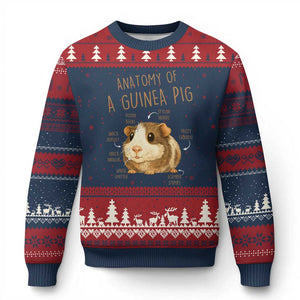 Anatomy Of A Guinea Pig Ugly Christmas Sweater Funny Cavy Lover Animal Anatomy Gift TS12 Navy Red Print Your Wear