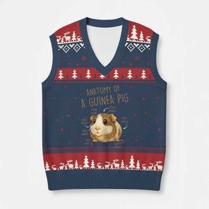Anatomy Of A Guinea Pig V-Neck Knit Sweater Vest Funny Cavy Lover Animal Anatomy Gift TS12 Navy Red Print Your Wear