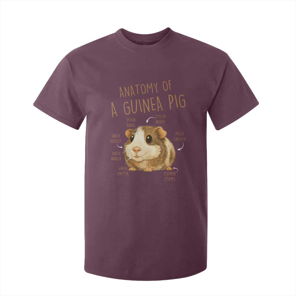 Anatomy Of A Guinea Pig T Shirt For Kid Funny Cavy Lover Animal Anatomy Gift TS12 Maroon Print Your Wear