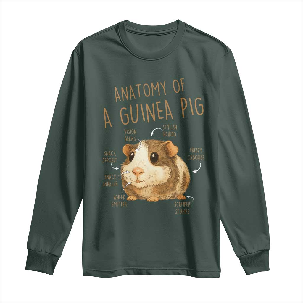 Anatomy Of A Guinea Pig Long Sleeve Shirt Funny Cavy Lover Animal Anatomy Gift TS12 Dark Forest Green Print Your Wear