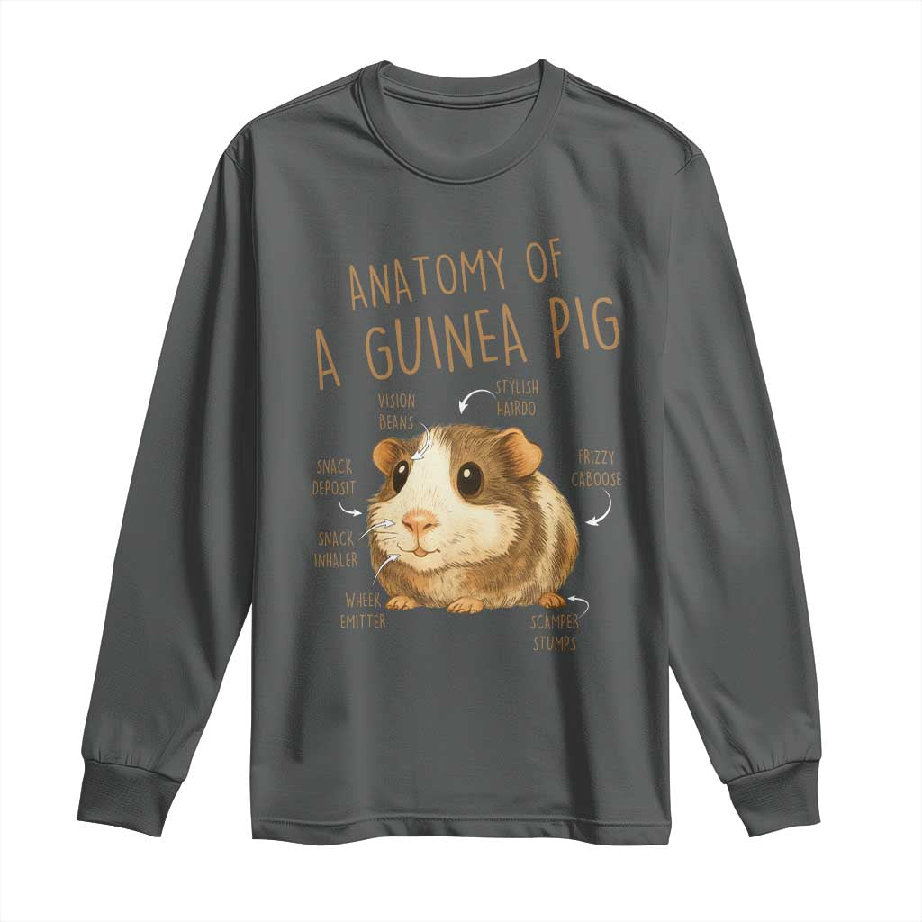 Anatomy Of A Guinea Pig Long Sleeve Shirt Funny Cavy Lover Animal Anatomy Gift TS12 Dark Heather Print Your Wear