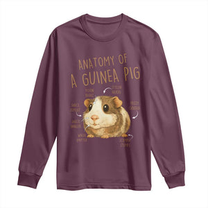 Anatomy Of A Guinea Pig Long Sleeve Shirt Funny Cavy Lover Animal Anatomy Gift TS12 Maroon Print Your Wear