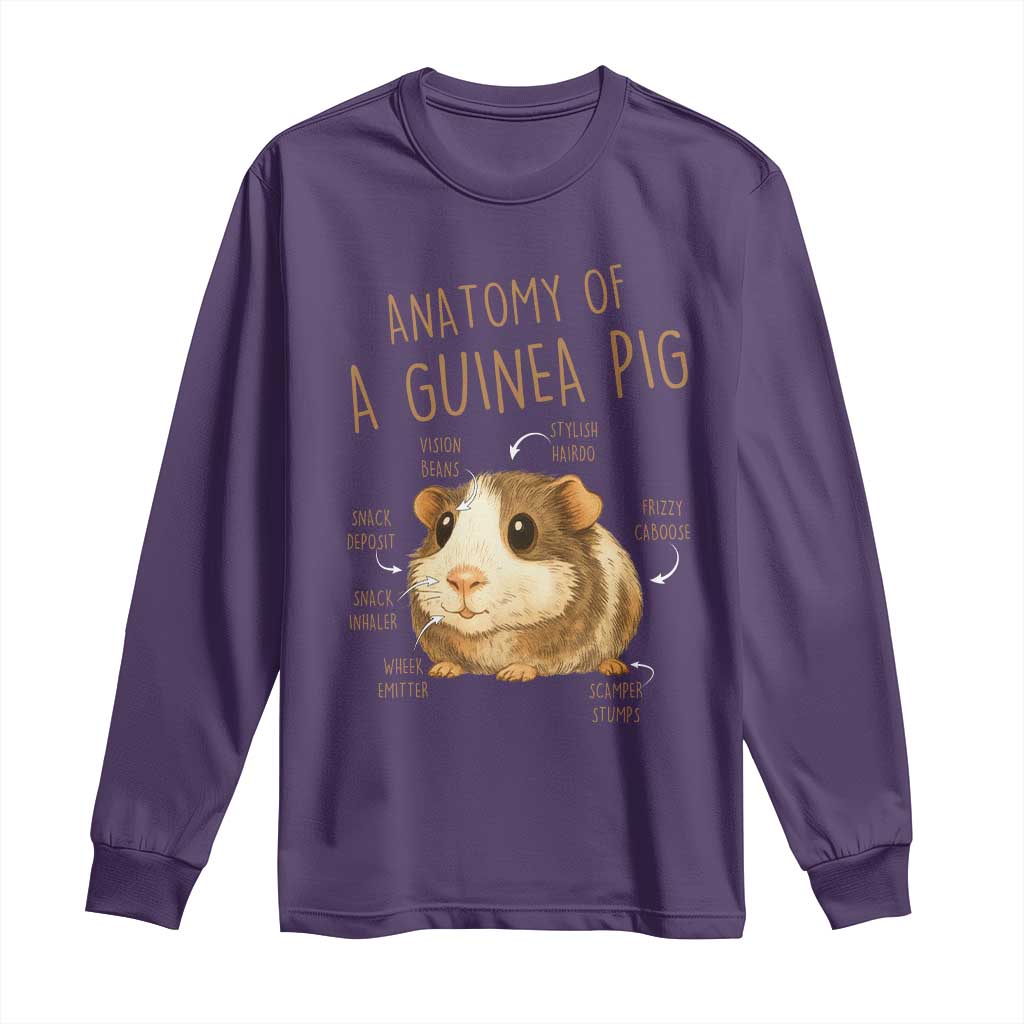 Anatomy Of A Guinea Pig Long Sleeve Shirt Funny Cavy Lover Animal Anatomy Gift TS12 Purple Print Your Wear