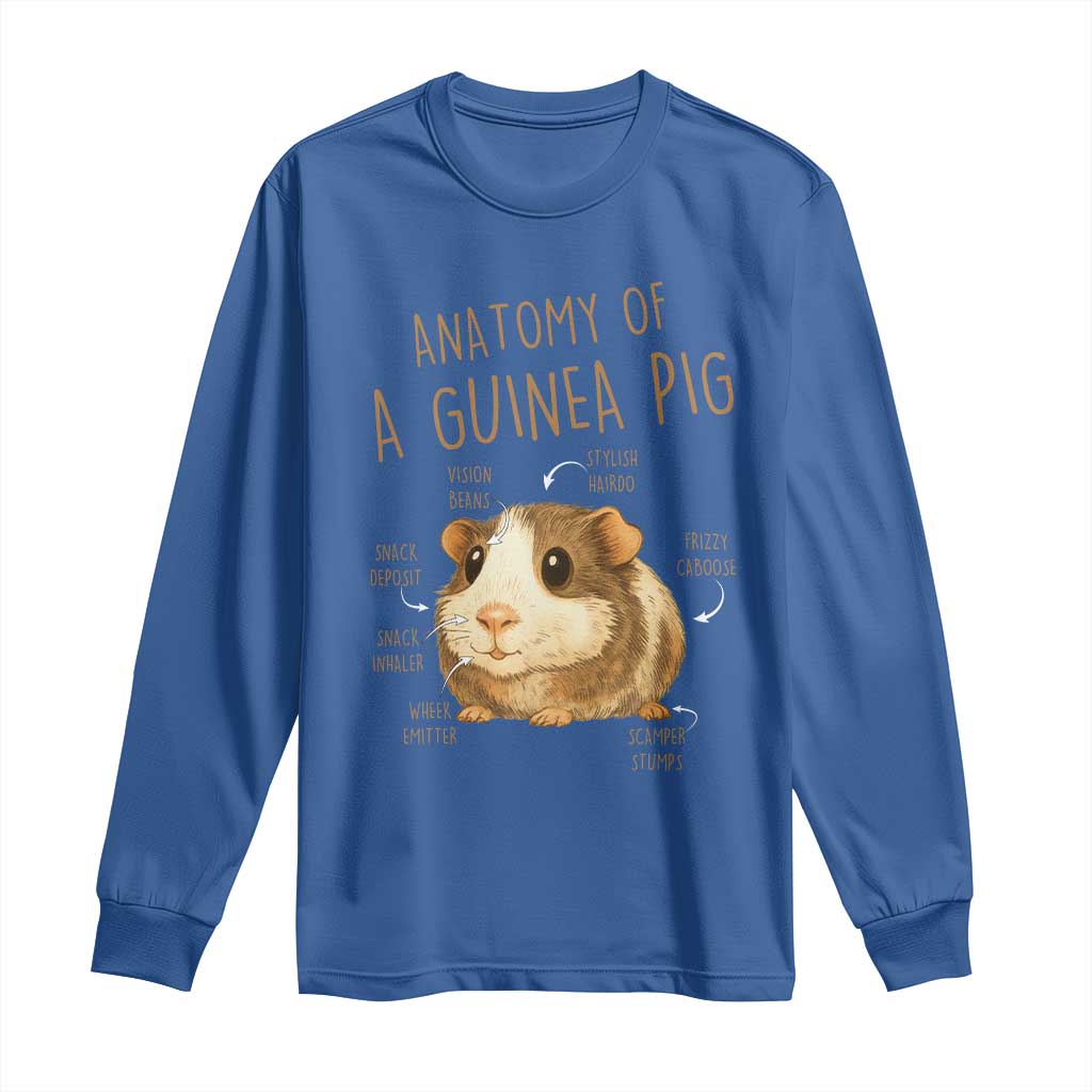 Anatomy Of A Guinea Pig Long Sleeve Shirt Funny Cavy Lover Animal Anatomy Gift TS12 Royal Blue Print Your Wear