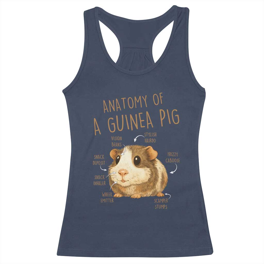 Anatomy Of A Guinea Pig Racerback Tank Top Funny Cavy Lover Animal Anatomy Gift TS12 Navy Print Your Wear