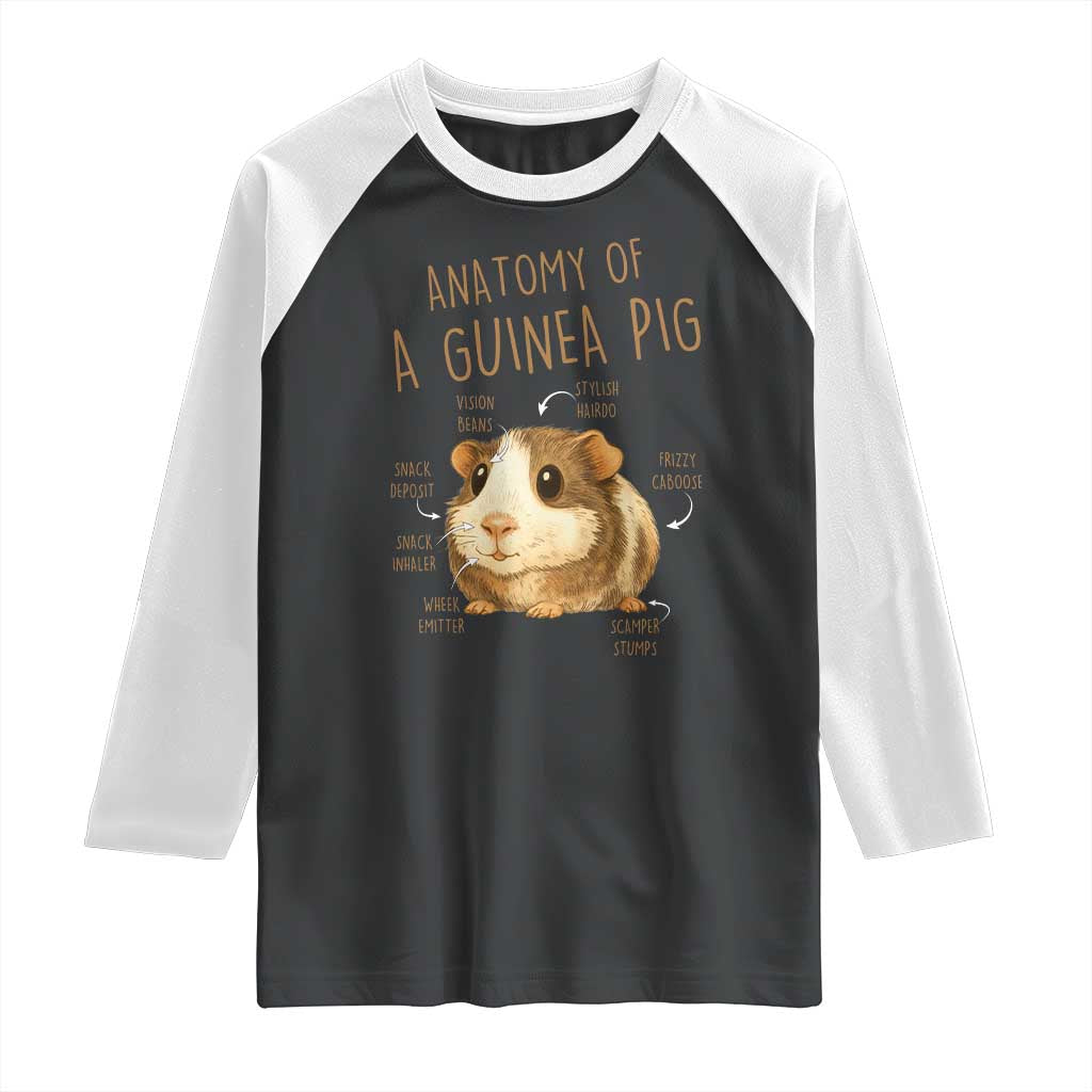 Anatomy Of A Guinea Pig Raglan Shirt Funny Cavy Lover Animal Anatomy Gift TS12 Black White Print Your Wear