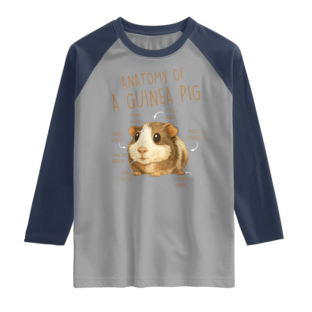 Anatomy Of A Guinea Pig Raglan Shirt Funny Cavy Lover Animal Anatomy Gift TS12 Sport Gray Navy Print Your Wear