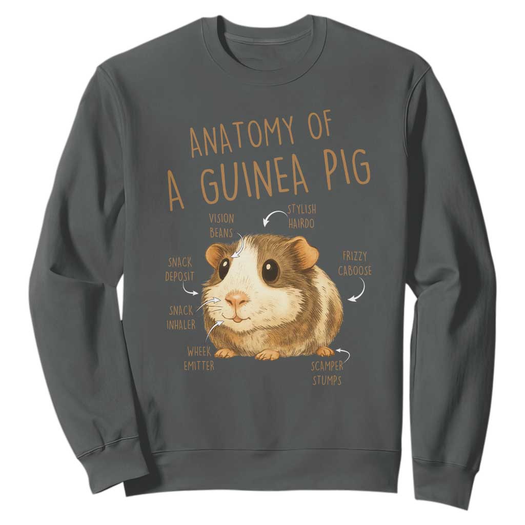 Anatomy Of A Guinea Pig Sweatshirt Funny Cavy Lover Animal Anatomy Gift TS12 Dark Heather Print Your Wear