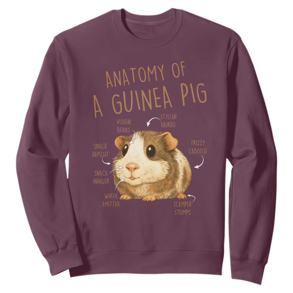 Anatomy Of A Guinea Pig Sweatshirt Funny Cavy Lover Animal Anatomy Gift TS12 Maroon Print Your Wear