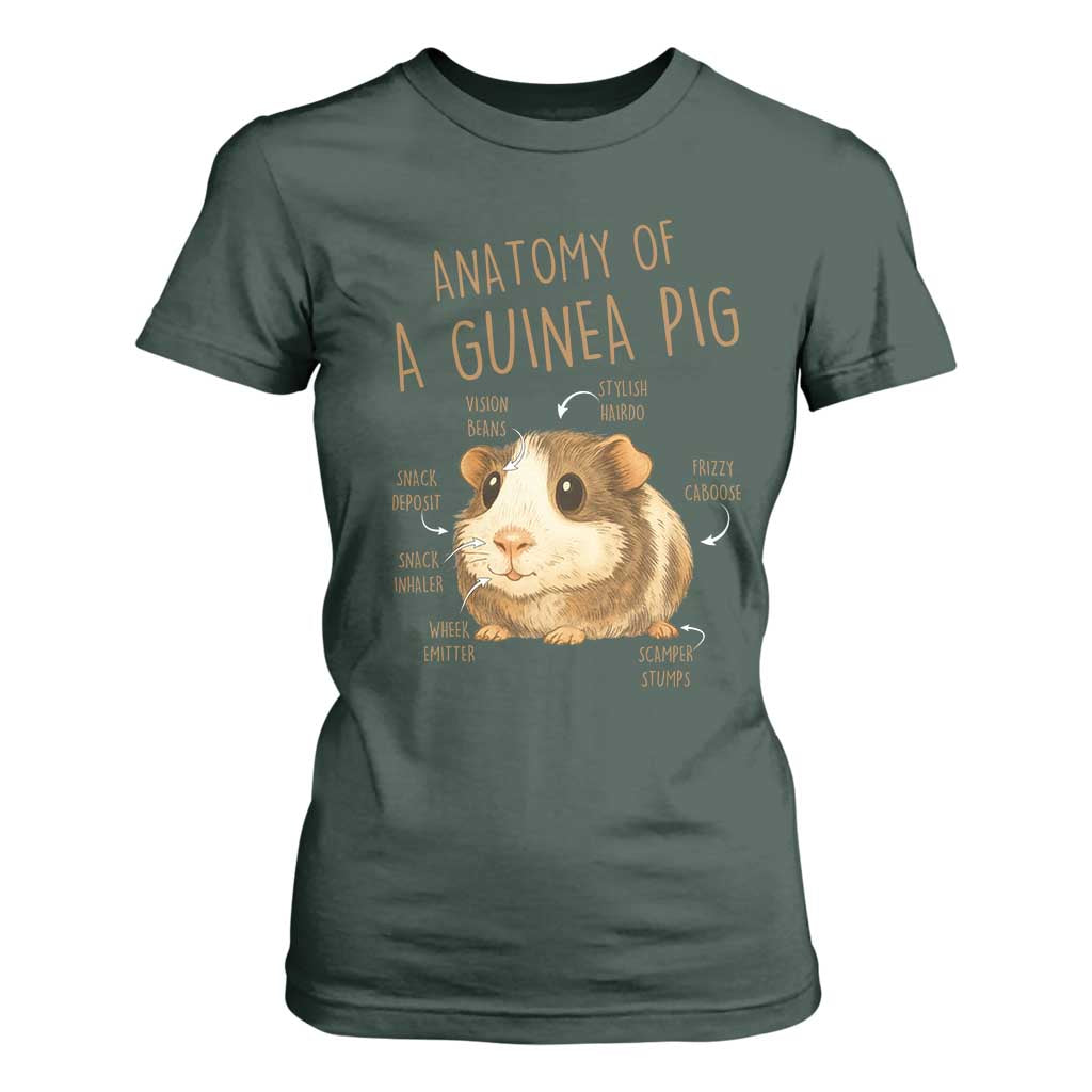 Anatomy Of A Guinea Pig T Shirt For Women Funny Cavy Lover Animal Anatomy Gift TS12 Dark Forest Green Print Your Wear