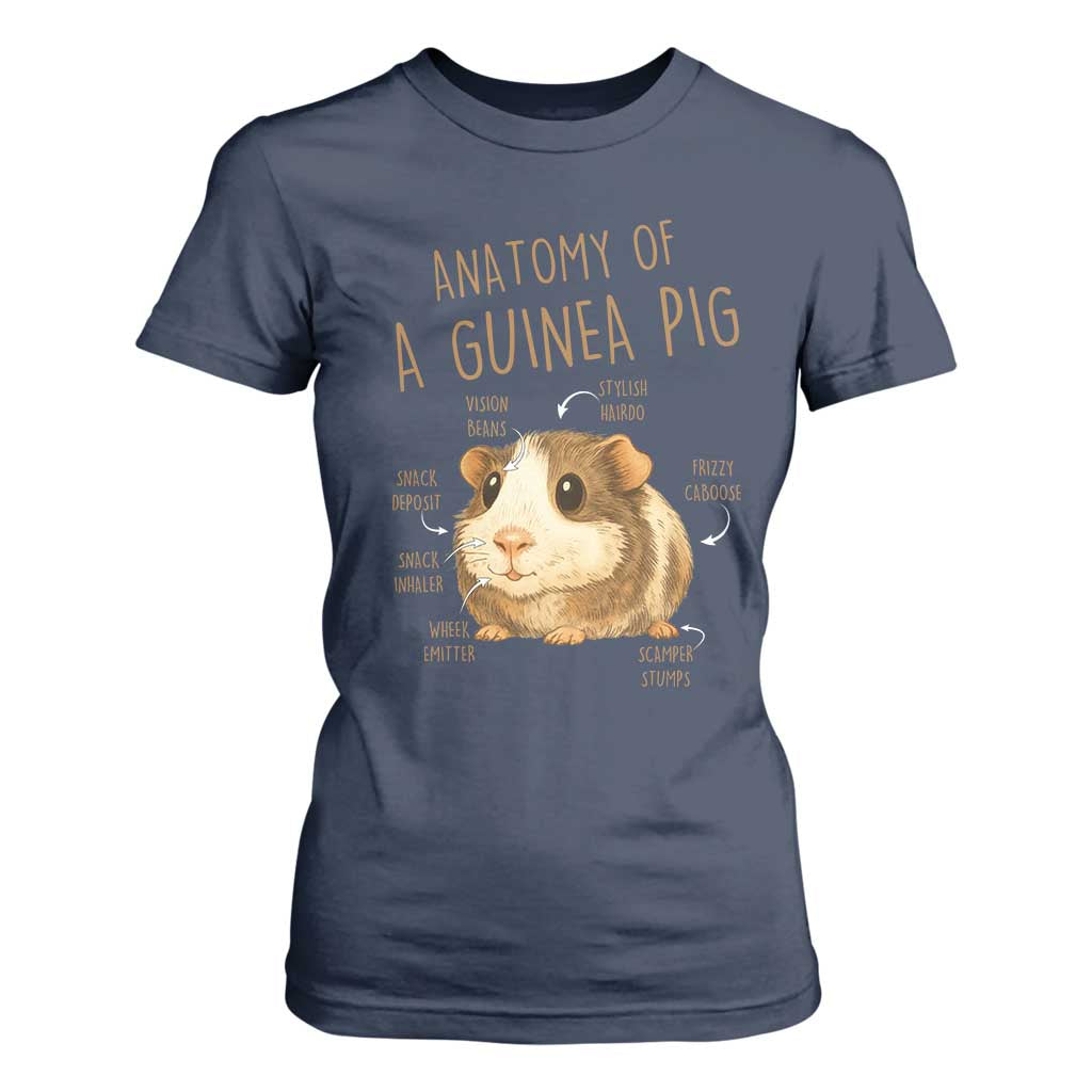 Anatomy Of A Guinea Pig T Shirt For Women Funny Cavy Lover Animal Anatomy Gift TS12 Navy Print Your Wear