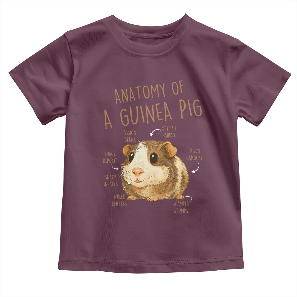 Anatomy Of A Guinea Pig Toddler T Shirt Funny Cavy Lover Animal Anatomy Gift TS12 Maroon Print Your Wear