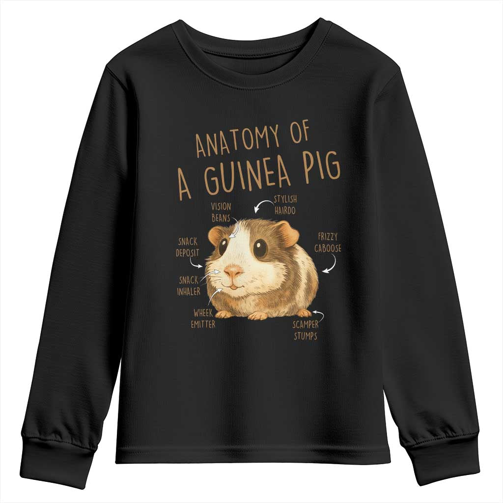 Anatomy Of A Guinea Pig Youth Sweatshirt Funny Cavy Lover Animal Anatomy Gift TS12 Black Print Your Wear