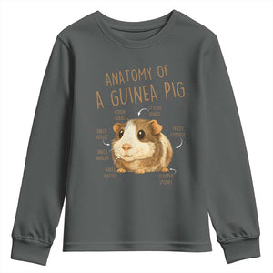 Anatomy Of A Guinea Pig Youth Sweatshirt Funny Cavy Lover Animal Anatomy Gift TS12 Dark Heather Print Your Wear